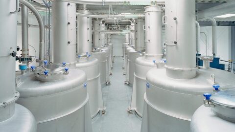 Daxner Day bins used as buffer tanks for components like milk powder, suger, etc. The bins are fed pneumatically, using cooled and dryed conveying air