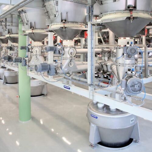 Daxner Behaelterwaage Wiegesysteme Rohstoff-Dosierung mittels getrennter Dosierschnecken sowie Wiegebehaelter