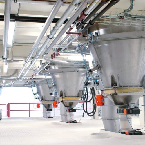 Daxner weighing bins with vibro bin dischargers discharge systems