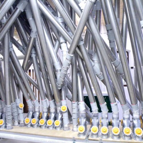 Rohrbau: Kombination aus Sallhofer-Baukastensysem mit Edelstahlrohre