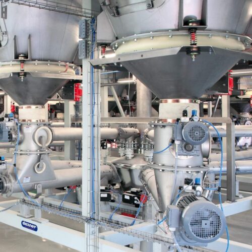 Daxner weighing bins with vibro bin dischargers discharge systems