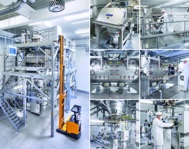 Daxner Gravimetrische Spezialmischanlage für die Herstellung komplexer Backmittel Baeckerei Gravimetric, compact designed mixing plant equipped with two separate mixing lines bakery